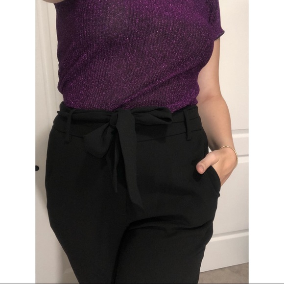 Black Bow Tied Dress Pants - Picture 2 of 5